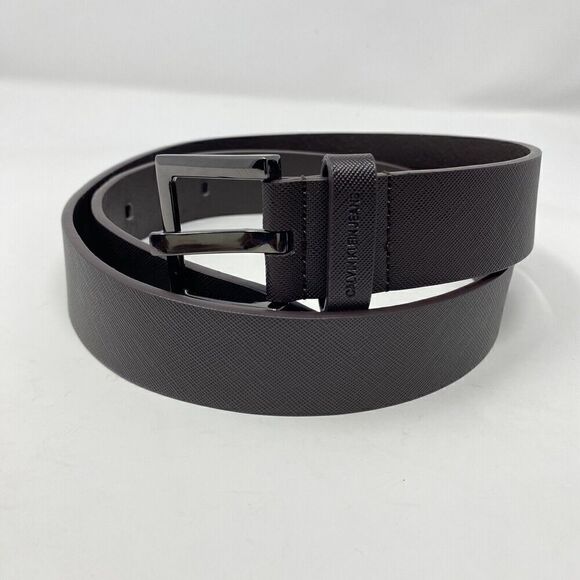 Men's Calvin Klein Size Large Synthetic Leather Textured Belt Brown - Picture 1 of 6
